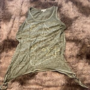 Maurices Green Asymmetrical Tie Front Tank Top